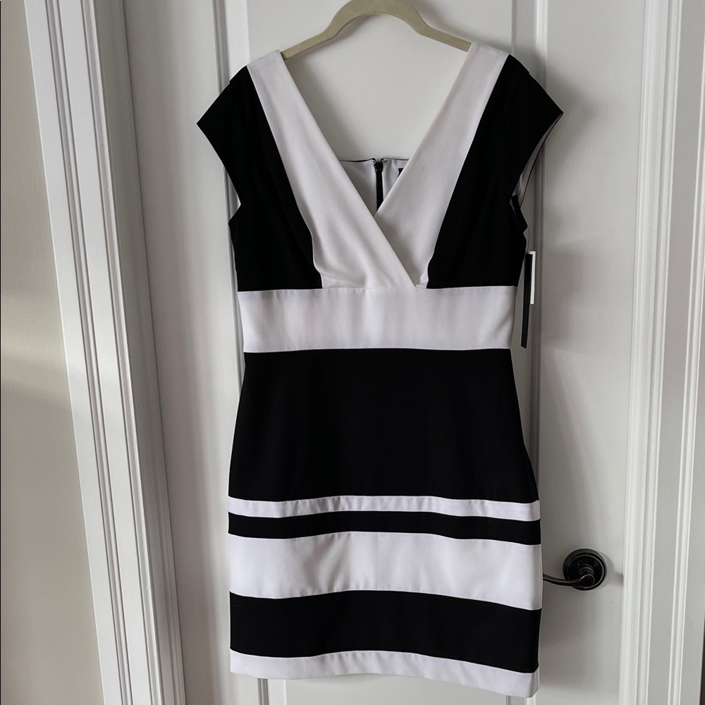 Stylish Black and White Colorblock Mini Dress